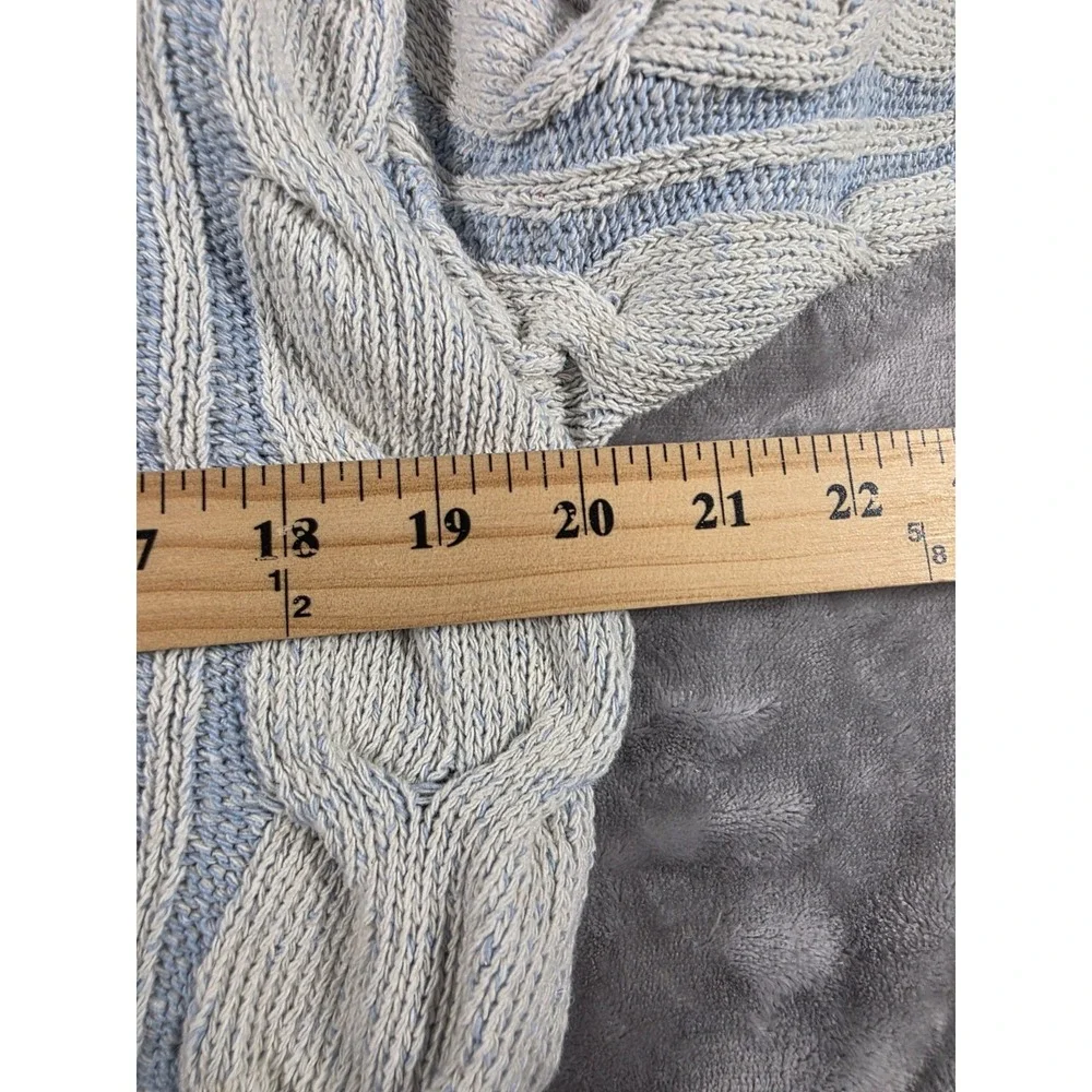 NWT FREE PEOPLE Blue Washed‎ Chunky Cable Knit Womens XS V-Neck Cropped Sweater